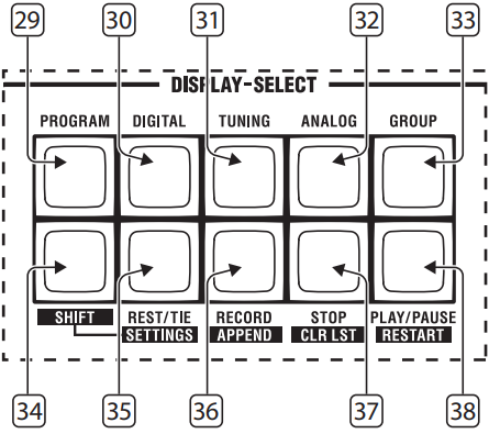 Controles de pantalla/selecci&oacute;n de men&uacute; y secuenciador