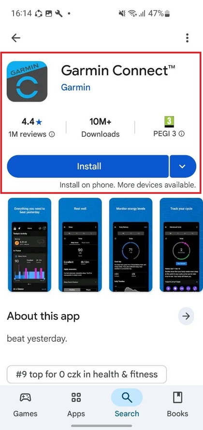 App Garmin Connect en Google Play Store