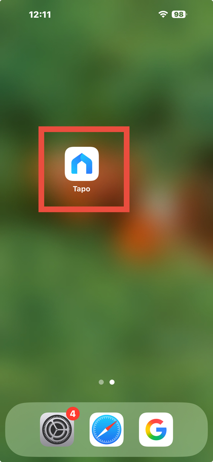 Iniciando la aplicaci&oacute;n Tapo en un tel&eacute;fono inteligente