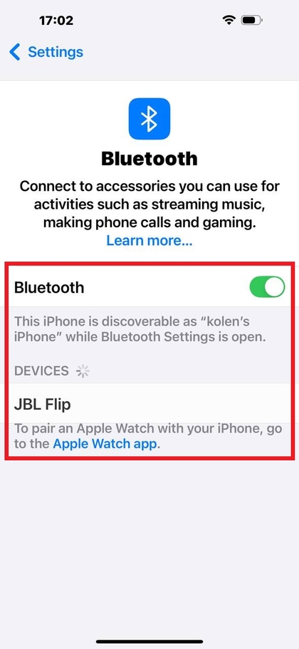Lista de dispositivos Bluetooth disponibles