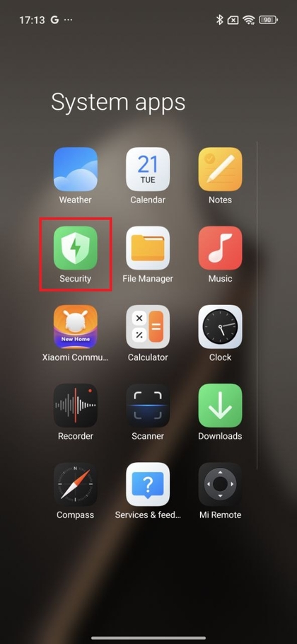 Icono de la aplicaci&oacute;n Seguridad en Xiaomi 15T