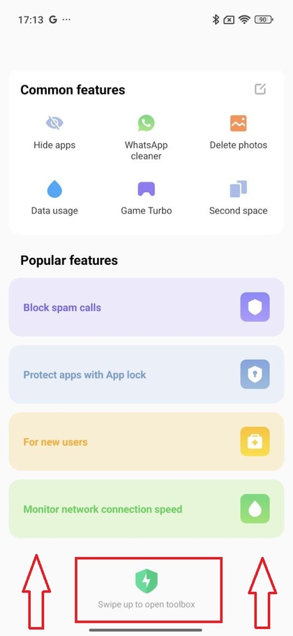 Caja de herramientas en la aplicaci&oacute;n Seguridad de Xiaomi