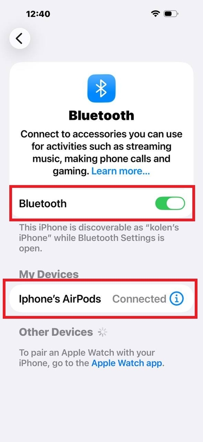 Conectar los AirPods al iPhone