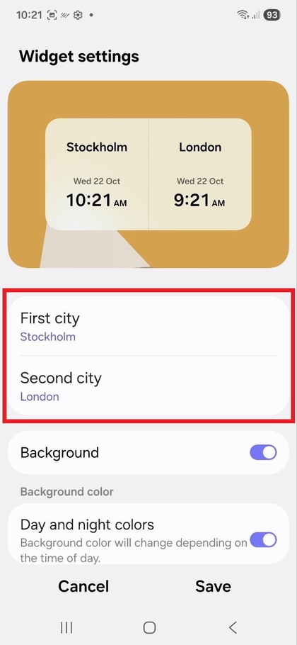 Personalizar las ciudades mostradas
