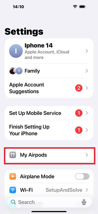 Accediendo al men&uacute; de configuraci&oacute;n de los AirPods