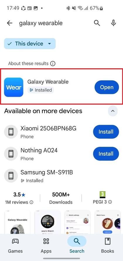 Descargar la aplicaci&oacute;n Galaxy Wearable