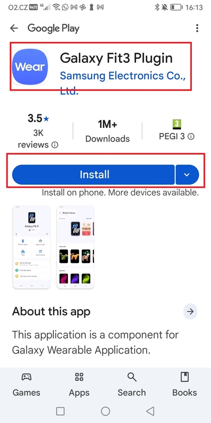Instalaci&oacute;n del plugin Galaxy Fit 3 en Play Store