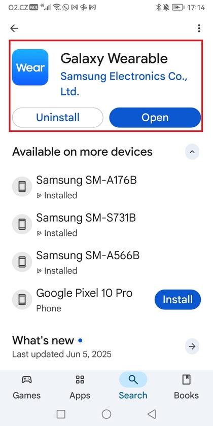 Aplicaci&oacute;n Galaxy Wearable en Google Play Store
