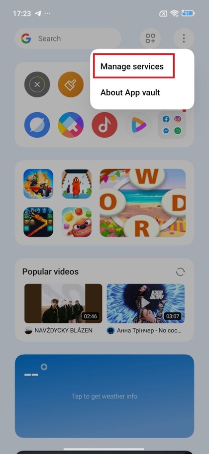 Gestionar servicios de App Vault en POCO F7