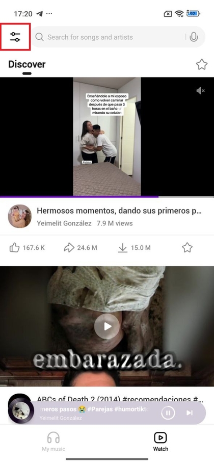 Men&uacute; de la aplicaci&oacute;n M&uacute;sica en POCO F7