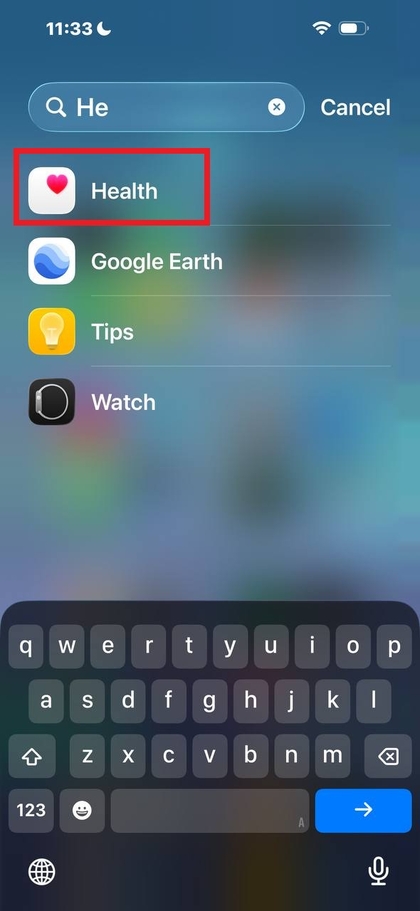 Icono de la aplicaci&oacute;n Salud en la pantalla de inicio