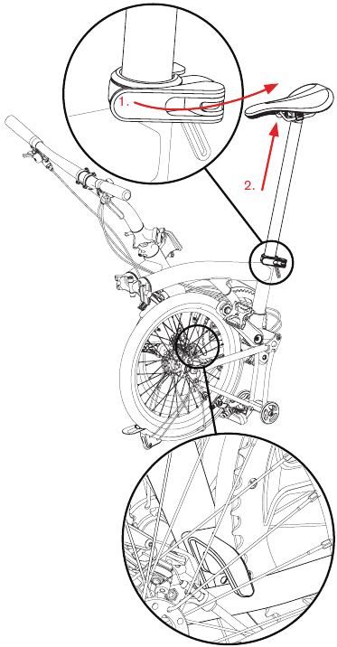 Desplegado de la bicicleta - Paso 4 - Eleve el sill&iacute;n