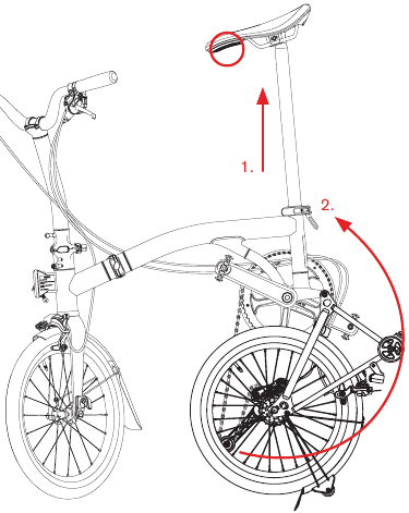 Desplegado de la bicicleta - Paso 7 - Despliegue la rueda trasera