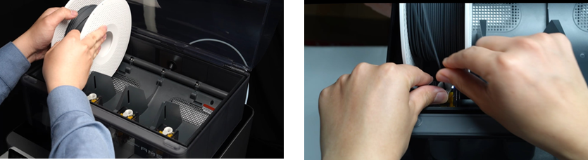 Coloque el filamento proporcionado en el AMS - Paso 1