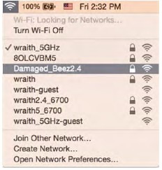 Lista de redes inal&aacute;mbricas disponibles en Mac