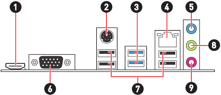Descripci&oacute;n general de los conectores del panel trasero