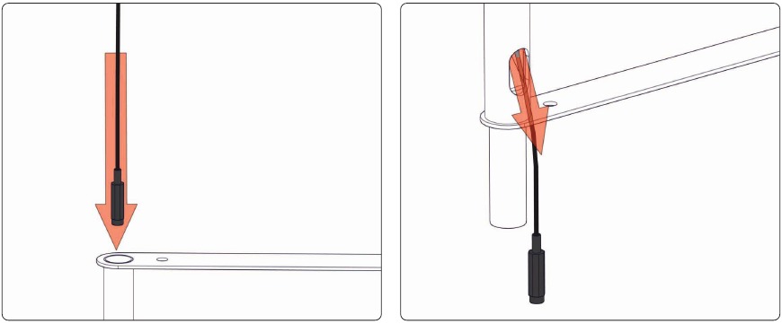 Montaje del contador de tiros - Paso 1 - Pasar el cable de alimentaci&oacute;n