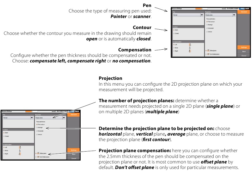 Software Proliner - Ajustes