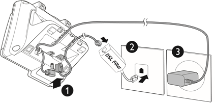 Conectar la base del tel&eacute;fono