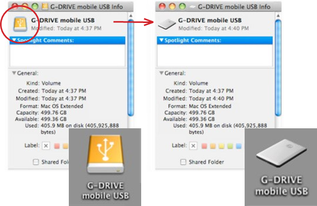 Uso en Mac - Restaurar el icono de la unidad - Paso 2