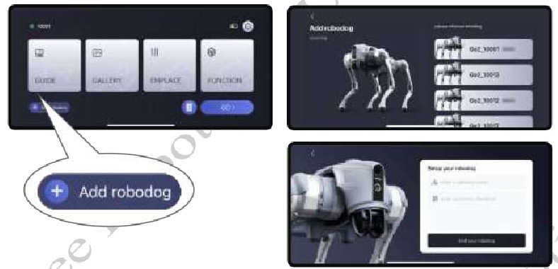 Imagen que muestra c&oacute;mo a&ntilde;adir el robot en la aplicaci&oacute;n Unitree Go.