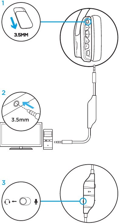 Configuraci&oacute;n para PC - Modo de 3,5 mm