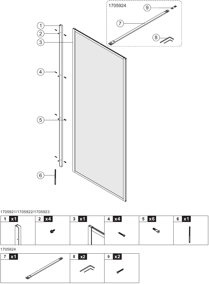 Lista de piezas de la puerta