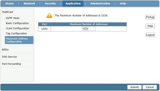 Maximum Address Configuration