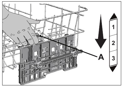 Ajuste de la altura de la cesta superior - Paso 1