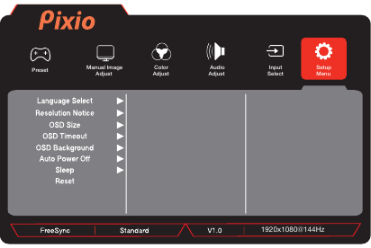 Men&uacute; OSD - Men&uacute; de configuraci&oacute;n