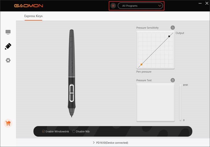 Personalizar las teclas de presi&oacute;n y la curva de presi&oacute;n - Paso 1
