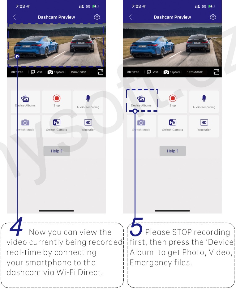 Compruebe el v&iacute;deo en tiempo real con un smartphone - Paso 3