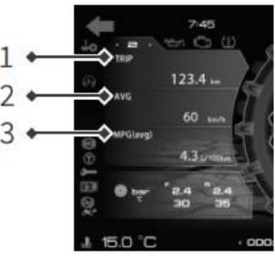 Cuentakil&oacute;metros parcial / Velocidad media / Consumo medio de combustible 