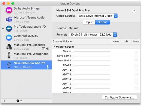 Ventana de Dispositivos de audio en Mac