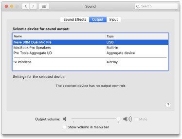 Selecci&oacute;n del dispositivo como interfaz de audio de Mac