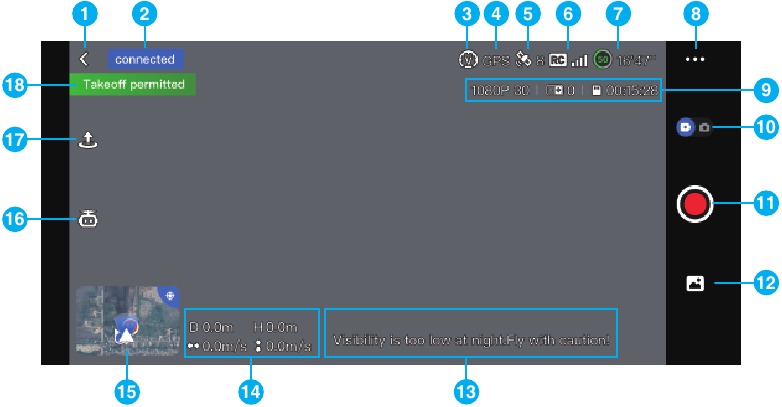 Aplicaci&oacute;n PotensicPro - Interfaz de vuelo