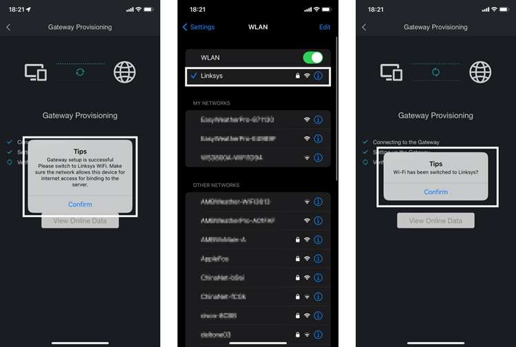 Aprovisionamiento de Wi-Fi en la aplicaci&oacute;n Ecowitt - Paso 3