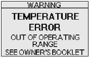 Imagen de la pantalla del medidor que muestra TEMPERATURE ERROR