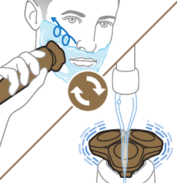 Enjuagando la unidad de afeitado