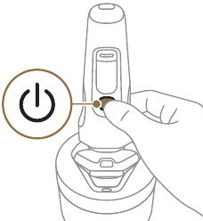 Encendiendo la afeitadora para iniciar el programa de limpieza