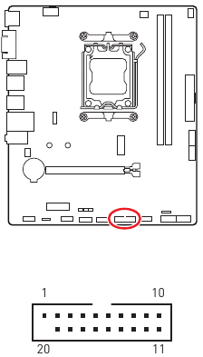 Conector JUSB1 USB 3.2 Gen 1