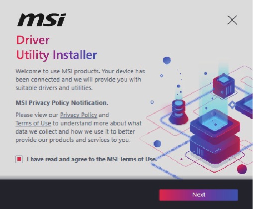 Instalaci&oacute;n del driver con la utilidad de instalaci&oacute;n de drivers de MSI - Paso 1