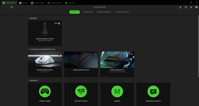 CONFIGURACI&Oacute;N DE LOS AURICULARES RAZER- SYNAPSE - Panel de control