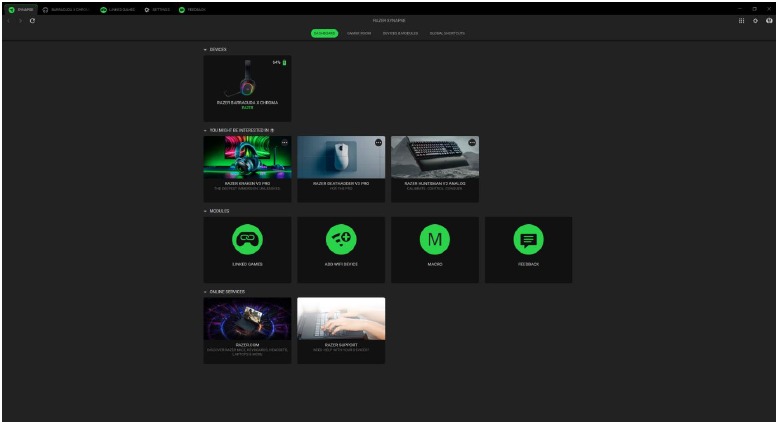CONFIGURACI&Oacute;N DE TU DISPOSITIVO - Panel de control de Razer Synapse