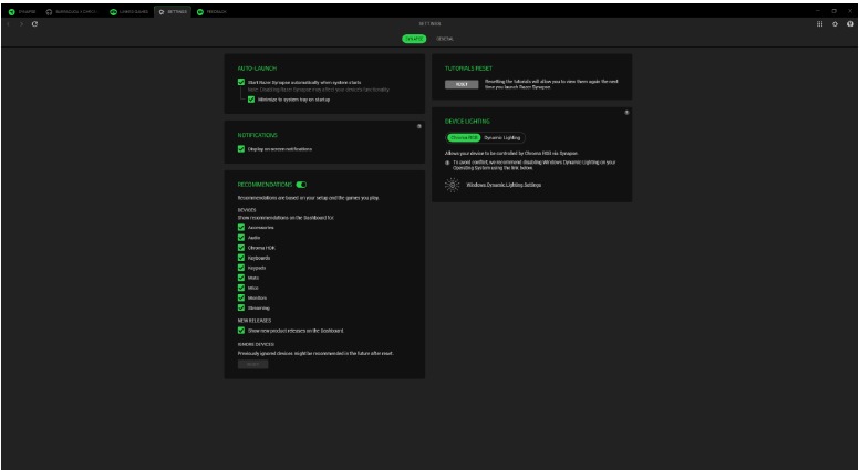 CONFIGURACI&Oacute;N DE TU DISPOSITIVO - Ajustes de Synapse