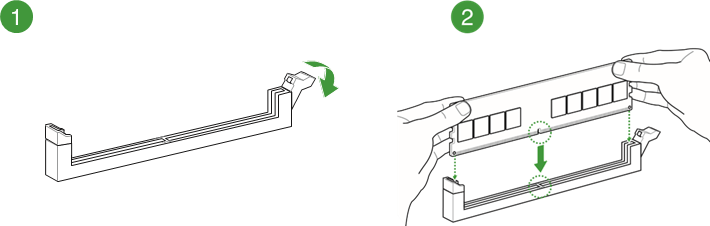 Instalaci&oacute;n de un DIMM - Paso 1