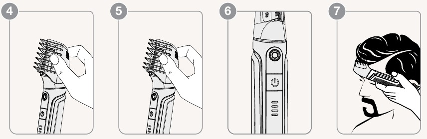 Cortar/recortar el pelo o la barba con el accesorio de peine