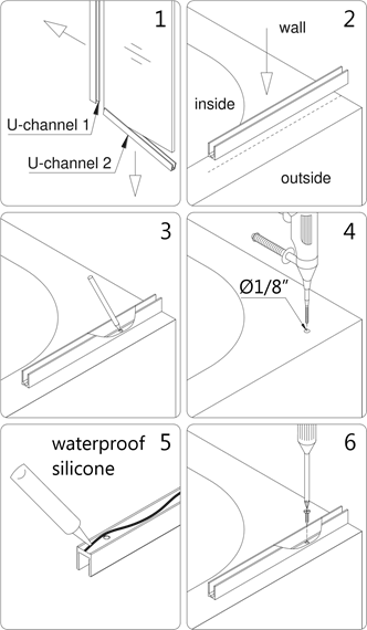 Configuraci&oacute;n 2: Instalaci&oacute;n del panel de extensi&oacute;n en l&iacute;nea de 9' - Paso 3