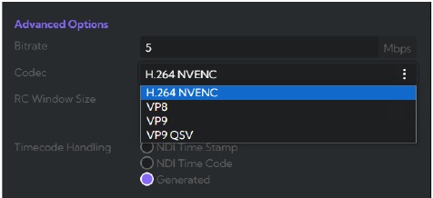 Selecci&oacute;n de un c&oacute;dec para la secuencia de Cloud Connect