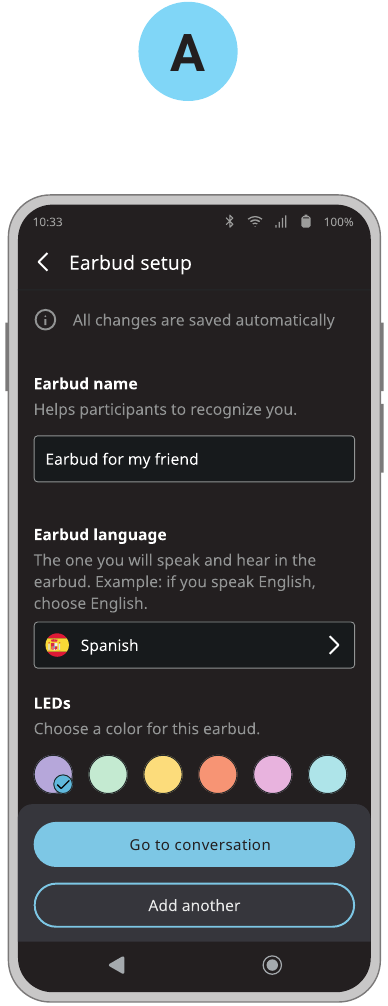 Conversaci&oacute;n - Modo auriculares - Paso 2